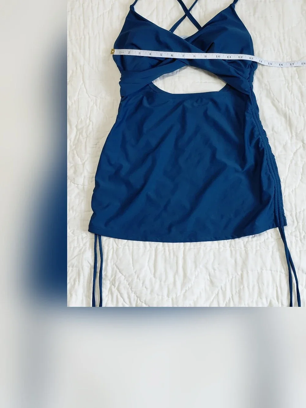 Cupshe Maternity Swim Tankini Top Only Dark Teal Blue NWT